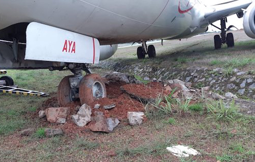 plane skids off Mangalore airport runway